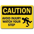 Signmission Caution Sign-Avoid Injury Watch Your Step w/ Graphic-10x14 OSHA Sign, 10" L, 14" H, CS-Watch Step CS-Watch Step